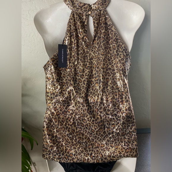 Women’s NWT Cable & Gauge Sequined Animal Print Dress Top - Picture 8 of 16